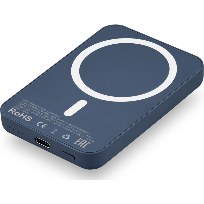 PB10DB5000-PDM Внешний аккумулятор uBear Flow Magnetic Power bank 5000mAh, PD20W, тёмно-синий